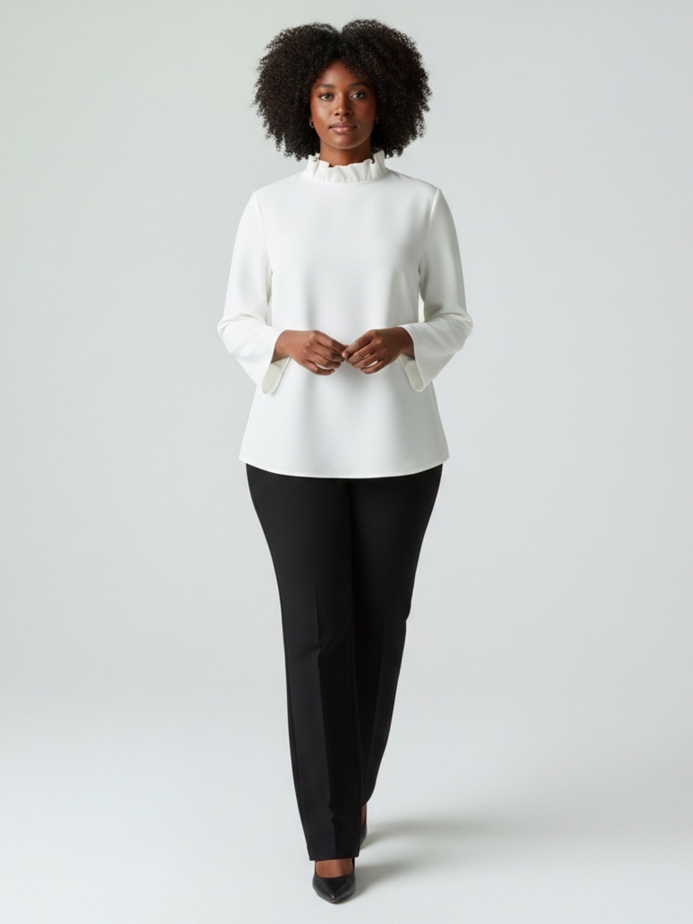 Tuckernuck Faye Ruffle Collar Blouse – Bow Tie Back | Swing Top | Size XXL